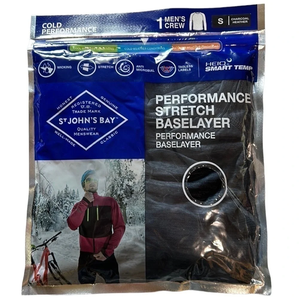 St. John’s Bay Men’s Cold Performance Stretch Thermal Crew Top Size-Small NWT
